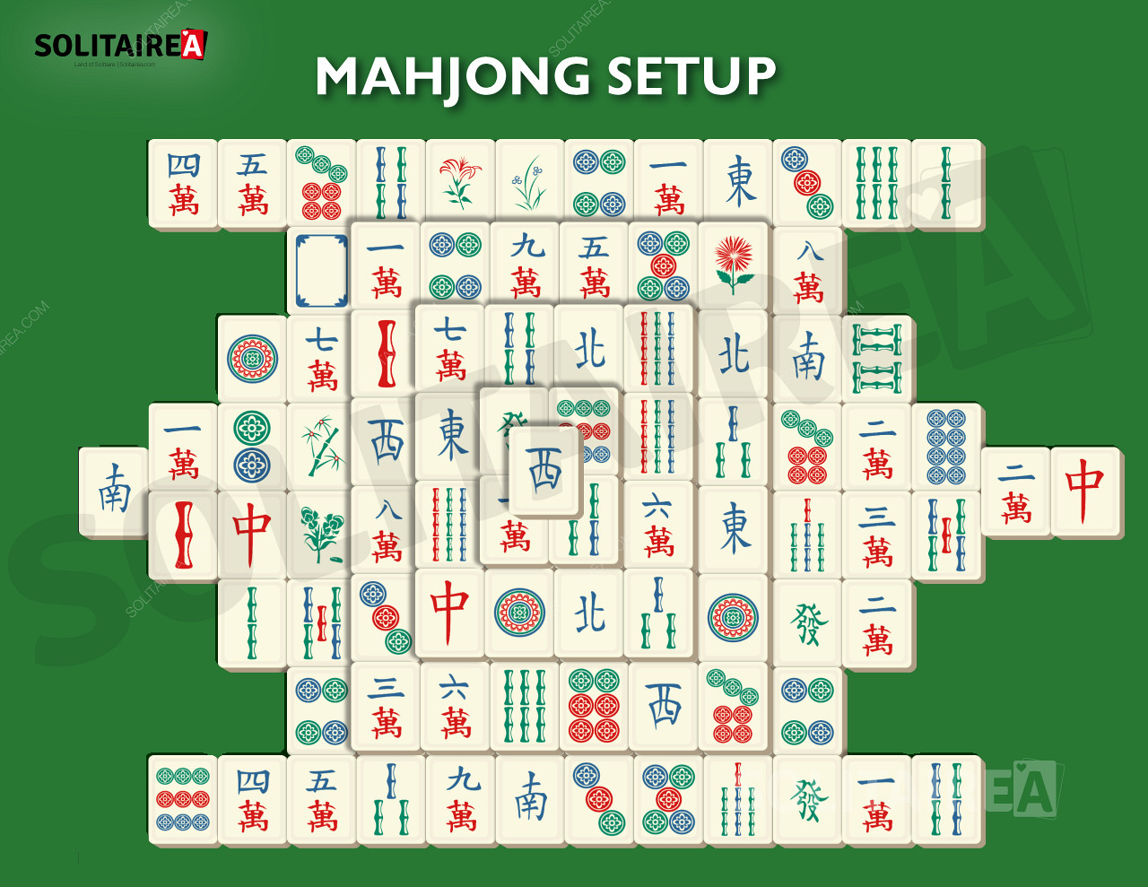 صورة توضح شكل إعداد Mahjong Solitaire.